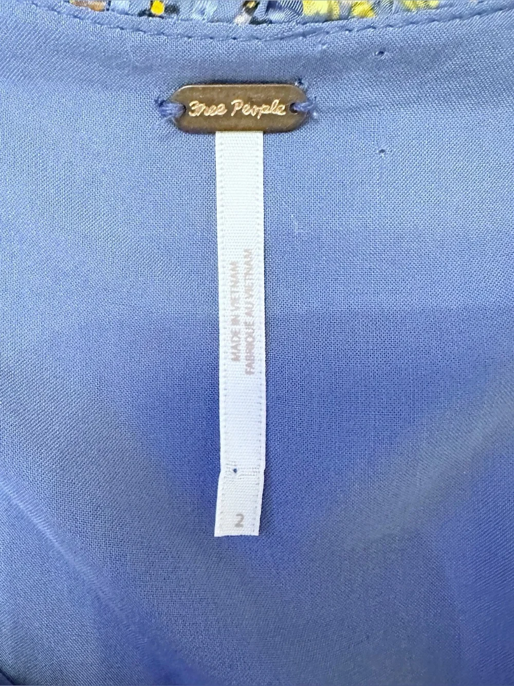 Free People Long Sleeve Empire Mini Dress Blue Size 2